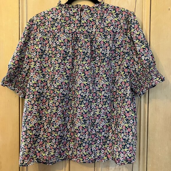 J.Crew Women Meadow Floral Smocked Puff Sleeve Poplin Top Size Large Pink SP EXC - Picture 9 of 12